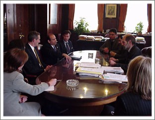 Photo of the Ambassador Silverstein and Assistant Secretary Noriega in a meeting with the Minister Atchugarry