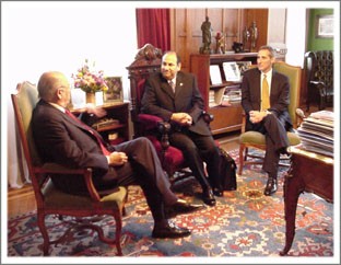Photo of President Batlle with the Assistant Secretary Noriega and Ambassador Silverstein